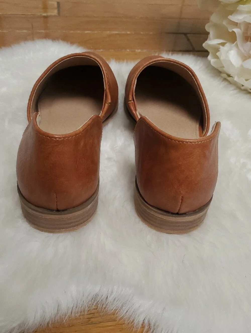 Catherine Malandrino Alaney Tan Cognac Pointed D'Orsay Flats